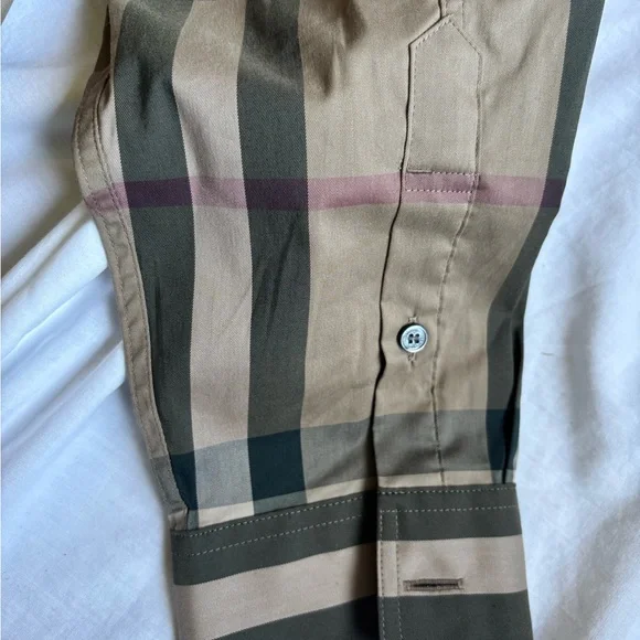 Men's Tan Plaid dress shirt - Picture 6 of 15